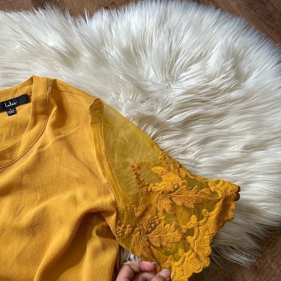 LULU’S Lisa Marie Yellow Embroidered Top - Picture 5 of 6